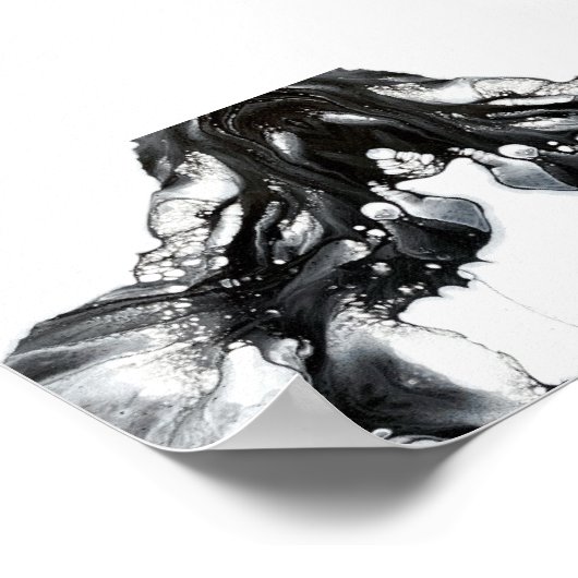 Light and Darkness Abstract Black White Fluid Art Poster (Hoek)