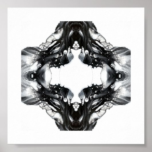 Light and Darkness Abstract Black White Fluid Art Poster (Voorkant)
