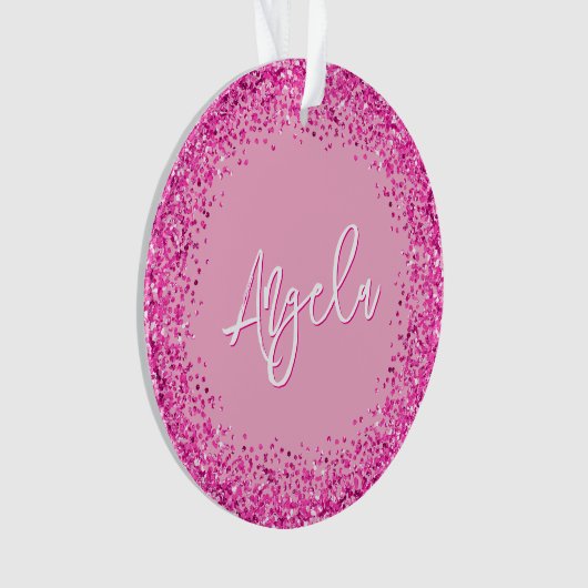 Light and Hot Pink Glitter Photo Ornament (voorkant)