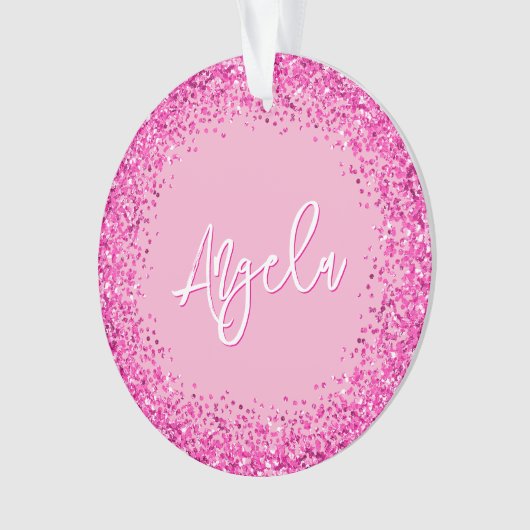 Light and Hot Pink Glitter Photo Ornament (voorkant)