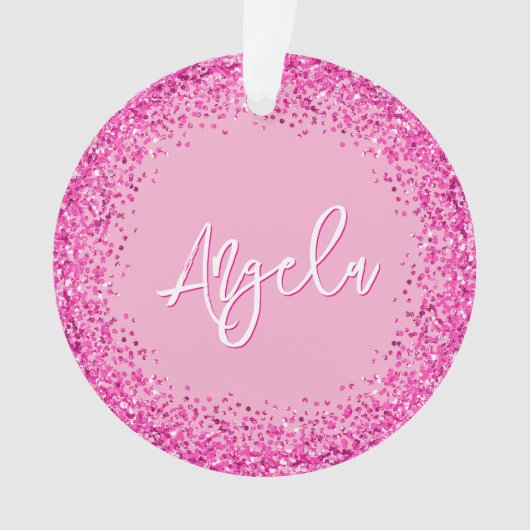 Light and Hot Pink Glitter Photo Ornament (voorkant)