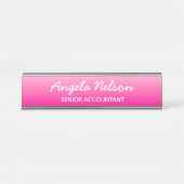 Light and Hot Pink Ombre Bureau Naambordje (Voorkant)