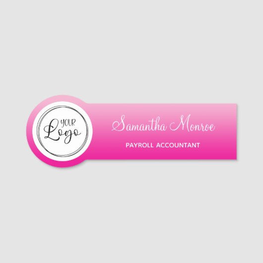 Light and Hot Pink Ombre Logo Name Title Naamplaatje (Voorkant)