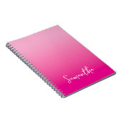 Light and Hot Pink Ombre Script Name Notitieboek (Rechterzijde)