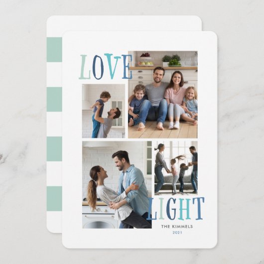 Light and Love 4 Photo Hanukkah Feestdagenkaart (Voorkant / Achterkant)