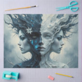 Light and Shadow Goddess Duality Fantasy Decoupage Tissuepapier (Craft)