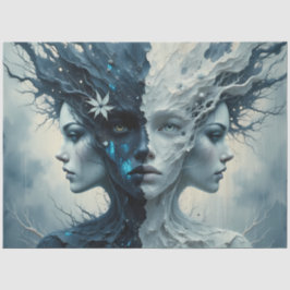 Light and Shadow Goddess Duality Fantasy Decoupage Tissuepapier