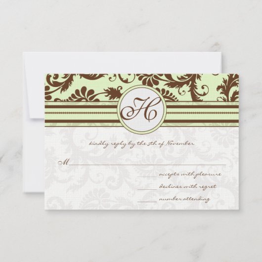 Light Apple Green Brown Response-Kaart RSVP Kaartje (Achterkant)
