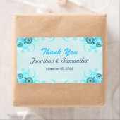 Light Aqua Blue Blauwgroen Floral Large Wedding Fa Etiket (Insitu)