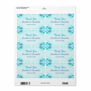 Light Aqua Blue Blauwgroen Floral Large Wedding Fa Etiket
