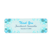 Light Aqua Blue Blauwgroen Floral Small Wedding Fa Etiket (Voorkant)