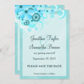 Light Aqua Blue Floral Sla de datummededelingen op Kaart (Voorkant / Achterkant)