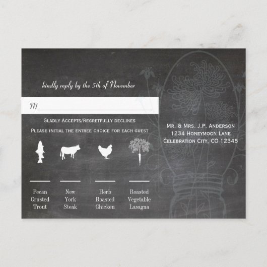 Light Aqua Blue Mason Jar Chalkboard Weddenschap Briefkaart (Achterkant)