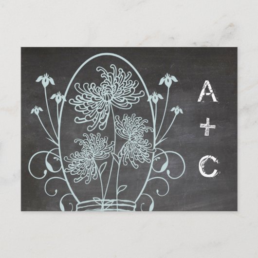 Light Aqua Blue Mason Jar Chalkboard Weddenschap Briefkaart (Voorkant)