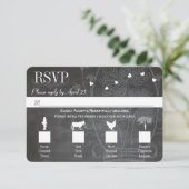 Light Aqua Blue Mason Jar Chalkboard Weddenschap RSVP Kaartje (Staand voorkant)