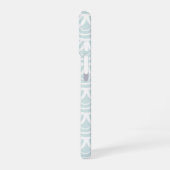 Light Aqua Fishscale Pattern Monogram iPhone 16 Hoesje (Linkerkant)