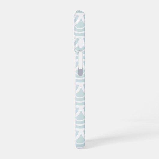 Light Aqua Fishscale Pattern Monogram iPhone 16 Hoesje (Linkerkant)