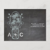 Light Aqua Mason Jar Chalkboard Wedding Uitnodiging Briefkaart (Achterkant)