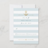 Light Aqua Striped Nautical Response RSVP-kaart RSVP Kaartje (Voorkant)