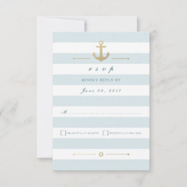 Light Aqua Striped Nautical Response RSVP-kaart RSVP Kaartje