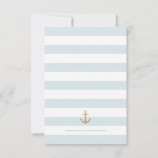 Light Aqua Striped Nautical Response RSVP-kaart RSVP Kaartje (Achterkant)
