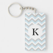 Light Aqua Turquoise Chevron Chic ZigZag Pattern Sleutelhanger (Voorkant)