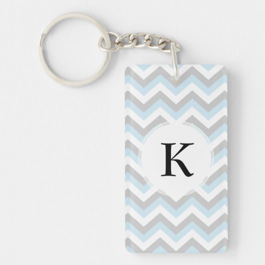 Light Aqua Turquoise Chevron Chic ZigZag Pattern Sleutelhanger (Voorkant)