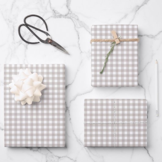 Light Ash Grey Simple Plaid Inpakpapier Vel (Voorkant)
