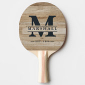 Light Ash Wood Monogram & Name Overlay Tafeltennisbatje (Voorkant)