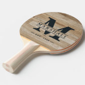 Light Ash Wood Monogram & Name Overlay Tafeltennisbatje (Voorkant Gekanteld)