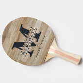 Light Ash Wood Monogram & Name Overlay Tafeltennisbatje (Zijkant)