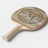 Light Ash Wood Wedding Monogram Tafeltennisbatje (Voorkant Gekanteld)