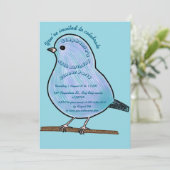 Light Azure 45th Birthday Cute Bird Dinner Party  Kaart (Staand voorkant)