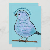 Light Azure 45th Birthday Cute Bird Dinner Party  Kaart (Voorkant / Achterkant)