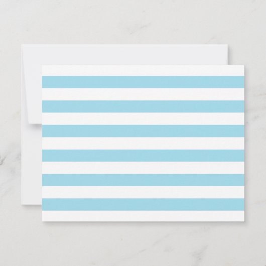 Light Baby Blue Heart Feminine Script Girly Stripe Notitiekaartje (Achterkant)