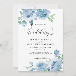Light Baby Blue in één QR Code Floral Wedding Kaart