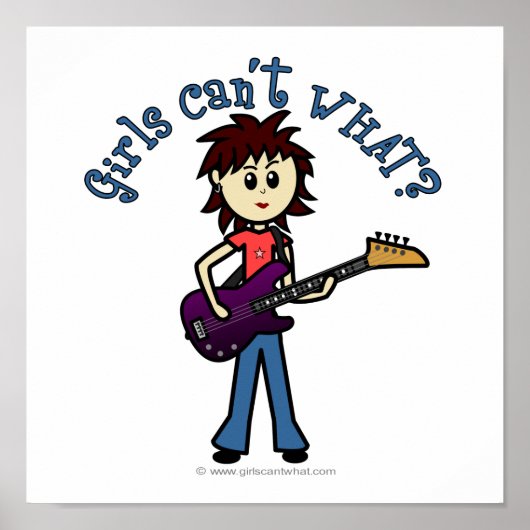 Light Bass Guitar Girl Poster (Voorkant)