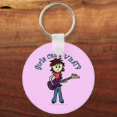 Light Bass Guitar Girl Sleutelhanger (Voorkant)
