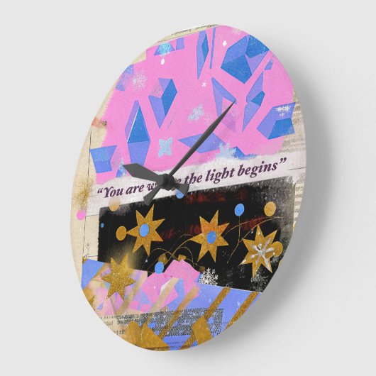 Light Begins Gem Clock – Pink & Gold Glow Grote Klok (Hoek)