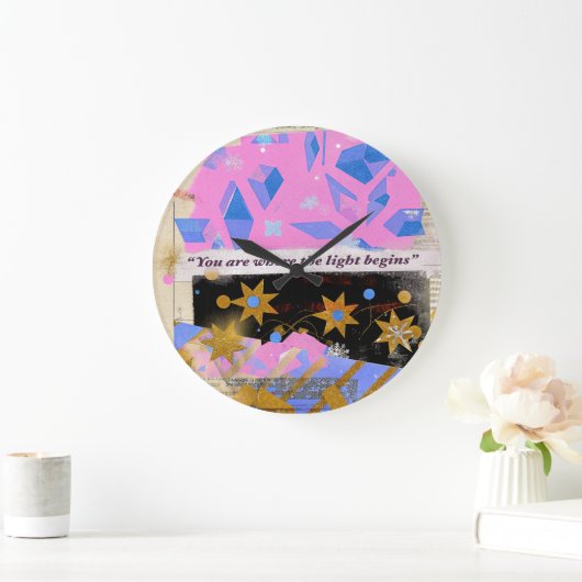 Light Begins Gem Clock – Pink & Gold Glow Grote Klok (Huis)
