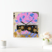Light Begins Gem Clock – Square Pink & Gold Art Vierkante Klok (Huis)