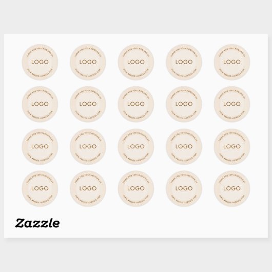 Light beig linen texture personalized text classic ronde sticker (Vel)
