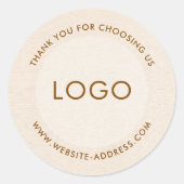 Light beig linen texture personalized text classic ronde sticker (Voorkant)