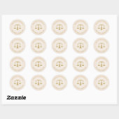 Light beig linen texture personalized text logo ronde sticker (Vel)