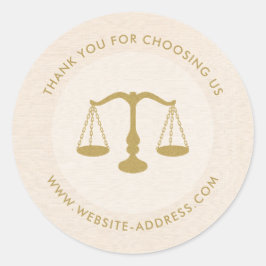 Light beig linen texture personalized text logo ronde sticker