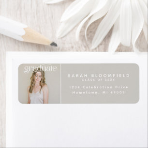 Light Beige Adres voor teruggave Afstuderen foto Etiket