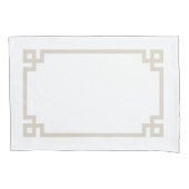 Light Beige and White Greek Key Border Standard Kussensloop (Voorkant-Links)