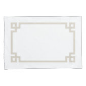 Light Beige and White Greek Key Border Standard Kussensloop (Voorkant-Rechts)
