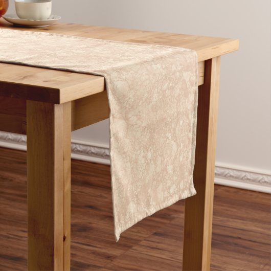 Light Beige Cream Marble Terrazzo Texture Korte Tafelloper (Voorbeeld)