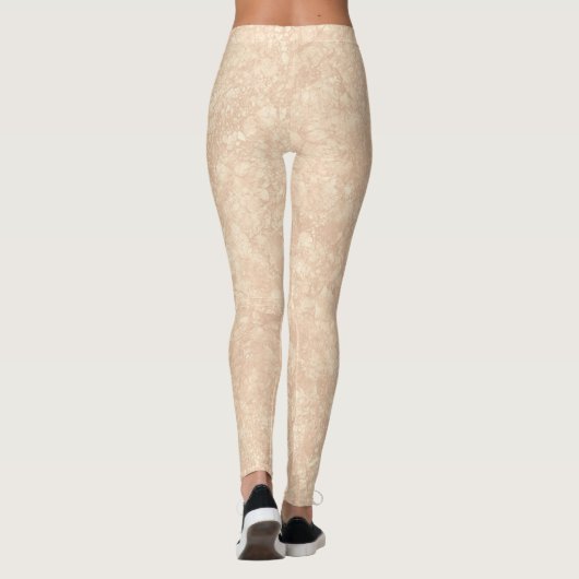 Light Beige Cream Marble Terrazzo Texture Leggings (Achterkant)